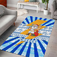 Greece Christmas Area Rug with Zeus Santa Greek Flag Lightning Bolt Gift Bag and Blue Yellow Pattern Design - Wonder Print Shop