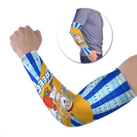 Greece Christmas Arm Sleeves with Zeus Santa Greek Flag Lightning Bolt Gift Bag and Blue Yellow Pattern Design - Wonder Print Shop