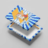 Greece Christmas Canvas Wall Art with Zeus Santa Greek Flag Lightning Bolt Gift Bag and Blue Yellow Pattern Design - Wonder Print Shop