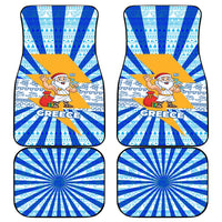 Greece Christmas Car Mats with Zeus Santa Greek Flag Lightning Bolt Gift Bag and Blue Yellow Pattern Design - Wonder Print Shop