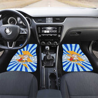 Greece Christmas Car Mats with Zeus Santa Greek Flag Lightning Bolt Gift Bag and Blue Yellow Pattern Design - Wonder Print Shop