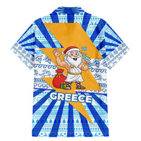 Greece Christmas Family Matching Mermaid Dress and Hawaiian Shirt with Zeus Santa Greek Flag Lightning Bolt Gift Bag and Blue Yellow Pattern Design - Wonder Print Shop