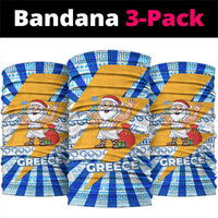 Greece Christmas Neck Gaiter with Zeus Santa Greek Flag Lightning Bolt Gift Bag and Blue Yellow Pattern Design - Wonder Print Shop