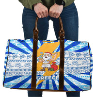 Greece Christmas Travel Bag with Zeus Santa Greek Flag Lightning Bolt Gift Bag and Blue Yellow Pattern Design - Wonder Print Shop