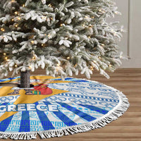 Greece Christmas Tree Skirt with Zeus Santa Greek Flag Lightning Bolt Gift Bag and Blue Yellow Pattern Design - Wonder Print Shop