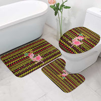 Uganda Christmas Bathroom Set with Flamingo Lights Uganda Flag and Black Red Yellow Tribal Pattern Design - Wonder Print Shop
