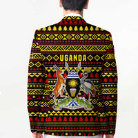 Uganda Christmas Blazer with Flamingo Lights Uganda Flag and Black Red Yellow Tribal Pattern Design - Wonder Print Shop