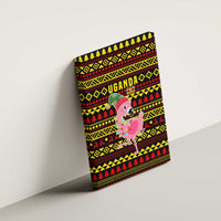 Uganda Christmas Canvas Wall Art with Flamingo Lights Uganda Flag and Black Red Yellow Tribal Pattern Design - Wonder Print Shop