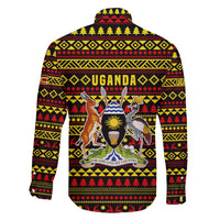 Uganda Christmas Family Matching Puletasi and Hawaiian Shirt with Flamingo Lights Uganda Flag and Black Red Yellow Tribal Pattern Design - Wonder Print Shop