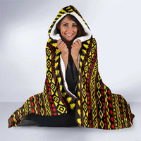 Uganda Christmas Hooded Blanket with Flamingo Lights Uganda Flag and Black Red Yellow Tribal Pattern Design - Wonder Print Shop