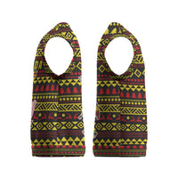 Uganda Christmas Knitted V-Neck Vest with Flamingo Lights Uganda Flag and Black Red Yellow Tribal Pattern Design - Wonder Print Shop