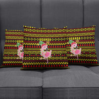 Uganda Christmas Pillow Cover with Flamingo Lights Uganda Flag and Black Red Yellow Tribal Pattern Design - Wonder Print Shop