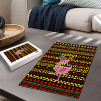 Uganda Christmas Puzzle with Flamingo Lights Uganda Flag and Black Red Yellow Tribal Pattern Design - Wonder Print Shop