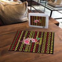 Uganda Christmas Puzzle with Flamingo Lights Uganda Flag and Black Red Yellow Tribal Pattern Design - Wonder Print Shop