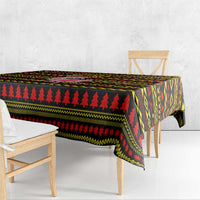 Uganda Christmas Tablecloth with Flamingo Lights Uganda Flag and Black Red Yellow Tribal Pattern Design - Wonder Print Shop