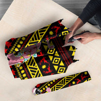 Uganda Christmas Umbrella with Flamingo Lights Uganda Flag and Black Red Yellow Tribal Pattern Design - Wonder Print Shop