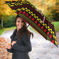 Uganda Christmas Umbrella with Flamingo Lights Uganda Flag and Black Red Yellow Tribal Pattern Design - Wonder Print Shop
