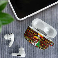 Uganda Christmas AirPods Case with Santa in Canoe Christmas Tree Uganda Map Flag and Black Red Yellow Tribal Pattern Design - Wonder Print Shop