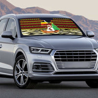 Uganda Christmas Auto Sun Shade with Santa in Canoe Christmas Tree Uganda Map Flag and Black Red Yellow Tribal Pattern Design - Wonder Print Shop