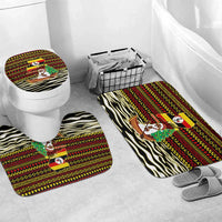 Uganda Christmas Bathroom Set with Santa in Canoe Christmas Tree Uganda Map Flag and Black Red Yellow Tribal Pattern Design - Wonder Print Shop