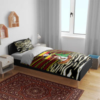 Uganda Christmas Bedding Set with Santa in Canoe Christmas Tree Uganda Map Flag and Black Red Yellow Tribal Pattern Design - Wonder Print Shop