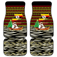 Uganda Christmas Car Mats with Santa in Canoe Christmas Tree Uganda Map Flag and Black Red Yellow Tribal Pattern Design - Wonder Print Shop