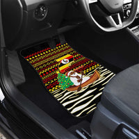 Uganda Christmas Car Mats with Santa in Canoe Christmas Tree Uganda Map Flag and Black Red Yellow Tribal Pattern Design - Wonder Print Shop