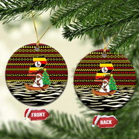 Uganda Christmas Ceramic Ornament with Santa in Canoe Christmas Tree Uganda Map Flag and Black Red Yellow Tribal Pattern Design - Wonder Print Shop