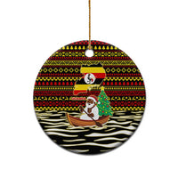 Uganda Christmas Ceramic Ornament with Santa in Canoe Christmas Tree Uganda Map Flag and Black Red Yellow Tribal Pattern Design - Wonder Print Shop