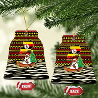 Uganda Christmas Ceramic Ornament with Santa in Canoe Christmas Tree Uganda Map Flag and Black Red Yellow Tribal Pattern Design - Wonder Print Shop