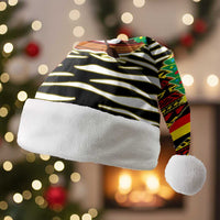 Uganda Christmas Santa Hat with Santa in Canoe Christmas Tree Uganda Map Flag and Black Red Yellow Tribal Pattern Design - Wonder Print Shop
