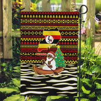 Uganda Christmas Garden Flag with Santa in Canoe Christmas Tree Uganda Map Flag and Black Red Yellow Tribal Pattern Design - Wonder Print Shop