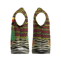 Uganda Christmas Knitted V-Neck Vest with Santa in Canoe Christmas Tree Uganda Map Flag and Black Red Yellow Tribal Pattern Design - Wonder Print Shop