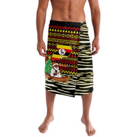 Uganda Christmas Lavalava with Santa in Canoe Christmas Tree Uganda Map Flag and Black Red Yellow Tribal Pattern Design - Wonder Print Shop