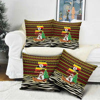 Uganda Christmas Pillow Cover with Santa in Canoe Christmas Tree Uganda Map Flag and Black Red Yellow Tribal Pattern Design - Wonder Print Shop