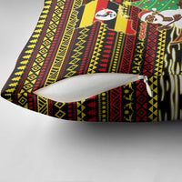 Uganda Christmas Pillow Cover with Santa in Canoe Christmas Tree Uganda Map Flag and Black Red Yellow Tribal Pattern Design - Wonder Print Shop