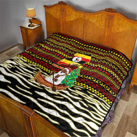 Uganda Christmas Quilt with Santa in Canoe Christmas Tree Uganda Map Flag and Black Red Yellow Tribal Pattern Design - Wonder Print Shop