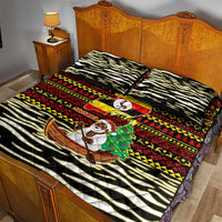 Uganda Christmas Quilt Bed Set with Santa in Canoe Christmas Tree Uganda Map Flag and Black Red Yellow Tribal Pattern Design - Wonder Print Shop