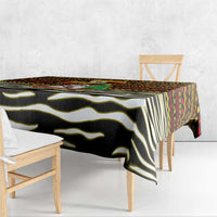 Uganda Christmas Tablecloth with Santa in Canoe Christmas Tree Uganda Map Flag and Black Red Yellow Tribal Pattern Design - Wonder Print Shop