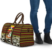 Uganda Christmas Travel Bag with Santa in Canoe Christmas Tree Uganda Map Flag and Black Red Yellow Tribal Pattern Design - Wonder Print Shop