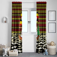Uganda Christmas Window Curtain with Santa in Canoe Christmas Tree Uganda Map Flag and Black Red Yellow Tribal Pattern Design - Wonder Print Shop