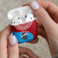 Aruba Christmas AirPods Case with Santa Fish Aruba Flag Ocean Icons and Red Blue Holiday Pattern Design - Wonder Print Shop