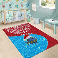 Aruba Christmas Area Rug with Santa Fish Aruba Flag Ocean Icons and Red Blue Holiday Pattern Design - Wonder Print Shop