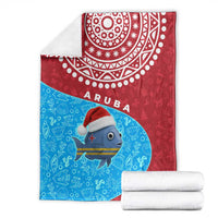 Aruba Christmas Blanket with Santa Fish Aruba Flag Ocean Icons and Red Blue Holiday Pattern Design - Wonder Print Shop