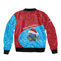 Aruba Christmas Bomber Jacket with Santa Fish Aruba Flag Ocean Icons and Red Blue Holiday Pattern Design - Wonder Print Shop