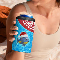 Aruba Christmas 4 in 1 Can Cooler Tumbler with Santa Fish Aruba Flag Ocean Icons and Red Blue Holiday Pattern Design - Wonder Print Shop