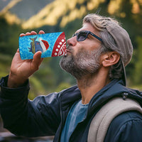 Aruba Christmas 4 in 1 Can Cooler Tumbler with Santa Fish Aruba Flag Ocean Icons and Red Blue Holiday Pattern Design - Wonder Print Shop