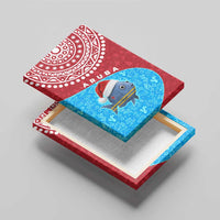 Aruba Christmas Canvas Wall Art with Santa Fish Aruba Flag Ocean Icons and Red Blue Holiday Pattern Design - Wonder Print Shop