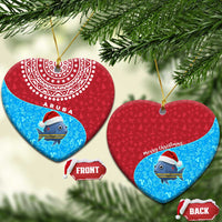 Aruba Christmas Ceramic Ornament with Santa Fish Aruba Flag Ocean Icons and Red Blue Holiday Pattern Design - Wonder Print Shop