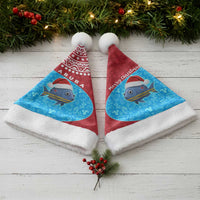 Aruba Christmas Santa Hat with Santa Fish Aruba Flag Ocean Icons and Red Blue Holiday Pattern Design - Wonder Print Shop